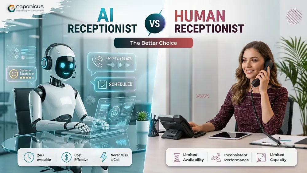 AI vs human receptionist comparison for business calls